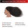 WikNifo Real 100% Human Hair Mannequin Head with Stand for Hairdresser Practice Manikin Cosmetology Doll Training Head Braiding Styling