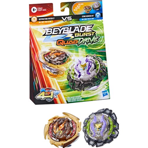 Beyblade Burst QuadDrive Destruction Ifritor I7 and Stone Nemesis N7 Spinning Top Dual Pack - 2 Battling Game Top Toy for Kids Ages 8 and Up