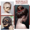 3 Pcs Moon Hair Fork / Hairpin for Women 5.12'' Moon Hair Stick Hand Carved Thin Long Hair Clip/ Accessories, Wooden Barrettes Lightweight Hair Styling Tool (Red, Black and Wood Color)