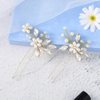 Catery Flower Bride Wedding Hair Pins Crystal Pearl Hair Set Jewelry Headpieces Bridal Decorative Hair Accessories for Women Pack of 2 (Gold)