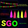 Qpout Neon Glow Party Supplies Includes Let's Glow Banner Neon Paper Tassels and Neon Triangle Banner Flags Glow in The Dark Party Supplies for Birthday Halloween Party Decorations