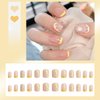 24 Pcs French Tip Press on Nails Short Square Nude Coffin Nails with Designs Yellow Lemon Fake Nails Glue on Nails Full Cover Acrylic Nails with Glossy Reusable Yellow False Nails for Women Girls