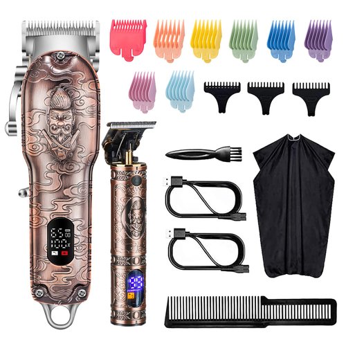 Roziapro Hair Clippers for Men T-Blade Trimmer Professional Barber Clippers - Cordless Hair Cutting Beard Trimmer Mens Electric Hair Trimmer Rechargeable Gold Knight Grooming Kit （Rose Gold）