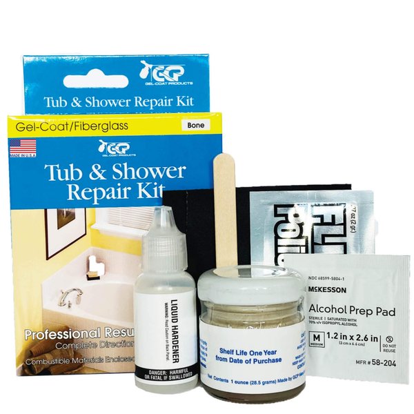 Gel-Coat Products 58-204 Tub and Shower Repair Kit, Bone