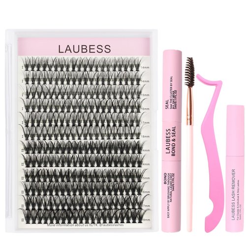 Lash Extension Kit Individual Lashes Kit Mixed Tray Lash Bond and Seal Waterproof Lash Clusters Kit DIY Eyelash Extension Kit Lash Remover Eyelash Brush Lash Tweezers (Set 30D/40D-0.07D-14-18Mix)