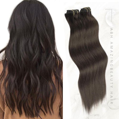 ABH AMAZINGBEAUTY HAIR Clip in Hair Extensions Real Human Hair Natural Black 18 Inch Clip in Straight Invisible Clip ins Human Hair Extensions Color #1B 8Pcs With 18 Clips 120 Gram