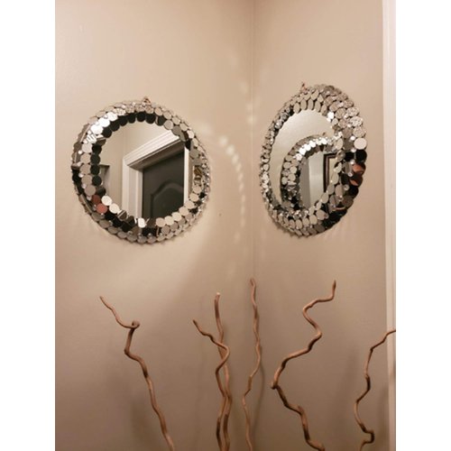 Set of 200pcs Small Round Glass Crafts, Real Glass Mirror Mosaic Tiles (Dia 1x1cm)