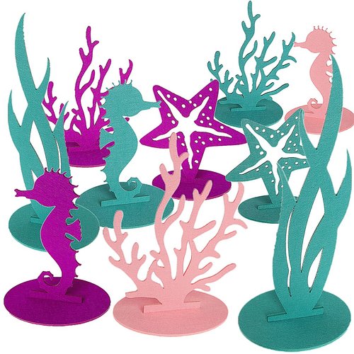 20 Pcs Mermaid Party Decoration DIY Felt Table Centerpiece Under The Sea Party Decorations for Ocean Theme Girl Little Mermaid Birthday Baby Shower Party Supplies