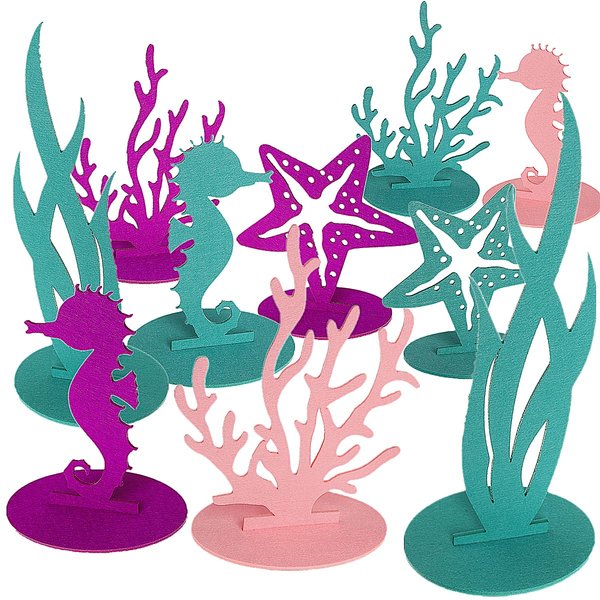 20 Pcs Mermaid Party Decoration DIY Felt Table Centerpiece Under The Sea Party Decorations for Ocean Theme Girl Little Mermaid Birthday Baby Shower Party Supplies