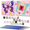 askkqtx 2 Pack Butterfly Paint by Number for Kids,Easy Paint by Numbers for Kids Ages 8-12,DIY Acrylic Oil Painting Kits for Home Wall Decor and Girls Gifts-8x8inch（with Wooden Framed）