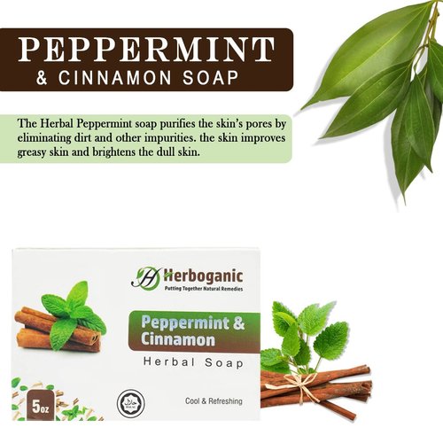 HERBOGANIC Peppermint and Cinnamon Herbal Soap | Natural Bar Soap for Face and Body | Invigorating and Warming | Infused with Peppermint and Cinnamon | 5 Oz (Pack of 1)…