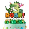 Dinosaur Cake Topper for 3 Year Old Birthday Party, Dinosaur Three Roar Themed Party Supplies for Boy or Girl Baby Shower, 3rd Birthday Party Supplies