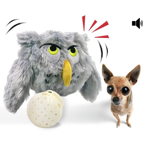 YOOGAO Pet Interactive Dog Toy, Plush Electric Dog Toy, Vibrating and Squeaky, Battery Operated, Prevent Boredom for Pets (Owly)