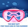 Kids Snorkel Swim Mask, Child Diving Mask Anti-Fog Swim Goggles with Nose Cover for Snorkeling Diving Swimming (Pink)