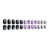 Halloween Press on Nails Short Square Fake Nails Purple False Nails with Bat Spider Web Ghost Designs Halloween Nails Full Cover Acrylic Nails Glitter Glue on Nails Stick on Nails for Women 24 Pcs