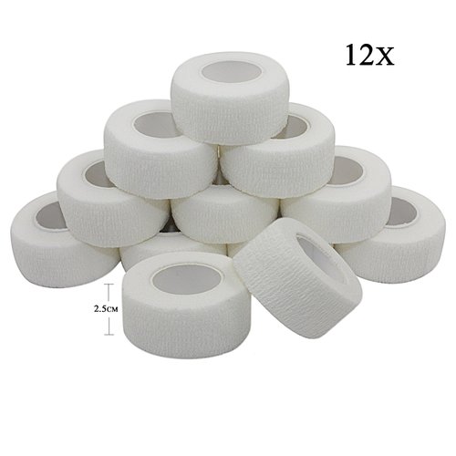 Vet Wrap Medical Tape For Skin Bandage Tape Vet Tape 1 inch x 12 Pack White Cohesive Bandage Fabric Self Sticking Bandage Wrap Self Adhering Bandage Waterproof Wrap Bandage Self Adhesive Tape