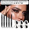 XMXueMei Double Side Liquid Winged Eyeliner Stamp,Smudge Proof Waterproof Eyeliner Pen Set,Long-Lasting Eye Liner Face Makeup,Star Flowers Hearts Triangle Black Eyeliner Stamp Pencil（5PCS）