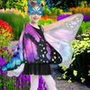 Kids Butterfly Wings Costume Girls Fairy-Wings Toddler Dress Up Play Costumes Butterfly Hair Clip Mask Party Favors (Purple Green Sets)