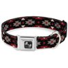 Dog Collar Seatbelt Buckle Navajo Red Black Gray Red 9 to 15 Inches 1.0 Inch Wide