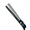 Premium Barber Scissors 6.5" 7.5" 8" Full Black Adjustable Screw Knob Screw-On Finger Rest Curved Finger Rest - German Steel Hair Salon and Barber Scissors (Black-Silver Acc Thinning Shears, 6.5")