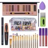 All in One Makeup Set For Women Full Kit - 12 Colors Nude Eyeshadow Palette, Waterproof Black Mascara Eyeliner Pen, 3pcs Matte Liquid Lipstick Set, Eyebrow Soap Gel Kit, 12 pcs Brushes Set Makeup Sponge with Makeup Bag Gift Set
