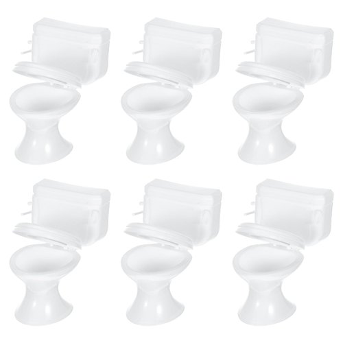 Gadpiparty 6 Pieces Mini Toilet Toy Dollhouse Furniture 1/12 Toilet Seat Toy Doll House Bathroom Accessories Miniature Toilet for Dollhouse Cake Topper Decorations