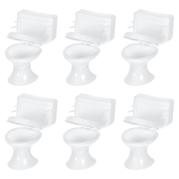 Gadpiparty 6 Pieces Mini Toilet Toy Dollhouse Furniture 1/12 Toilet Seat Toy Doll House Bathroom Accessories Miniature Toilet for Dollhouse Cake Topper Decorations