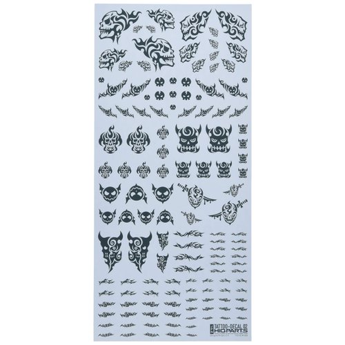 HiQ Parts Tattoo Decals 02 Skull Tattoo one Gray Input Plastic Model Decals TTD-02-GRE