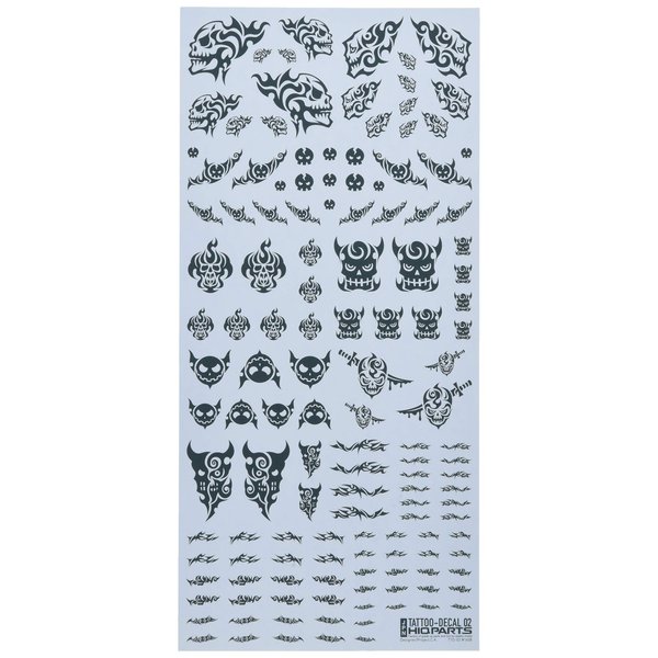 HiQ Parts Tattoo Decals 02 Skull Tattoo one Gray Input Plastic Model Decals TTD-02-GRE