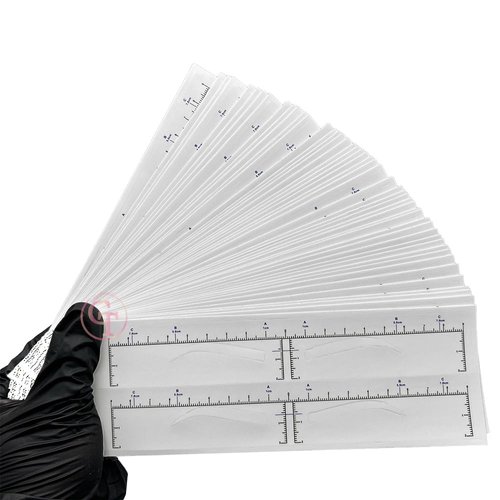50pcs Microblading Eyebrow Template Eyebrow Ruler Stencils Disposable Brow Ruler Sticker Brow Measuring Shaper Tool (Brow Shape A)