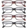 Kerecsen 4 Pack Reading Glasses for Women/Men Spring Hinges Readers Glasses Lightweight Eyeglasses (2 Black 2 Tortoise, 1.50)