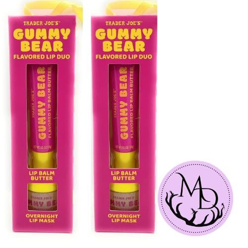 Trader Joe's Gummy Bear Flavored Lip Duo Set : Lip Balm Butter & Overnight Lip Mask (pack of 2) + DRI STORE STICKER
