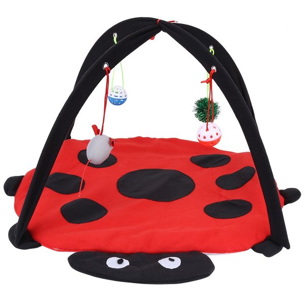 Zerodis Foldable Cat Activity Play Mat Tent Multi Function Pet Bed with Hanging Toy Balls Cat Activity Center with Hanging Toy Balls Pet Bed with Hanging Toy Balls