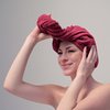 NOLE Ultra-Soft Red Microfiber Hair Towel Wrap - Quick-Dry Hair Turban Towel for Women, Absorbent Hair Drying Towel for Long Hair, Frizz-Reducing Hair Wrap