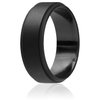 ROQ Silicone Rubber Wedding Ring for Men, Comfort Fit, Men's Wedding Band, Breathable Rubber Engagement Band, 8mm Wide 2mm Thick, Step Edge, Single, Black, Size 9