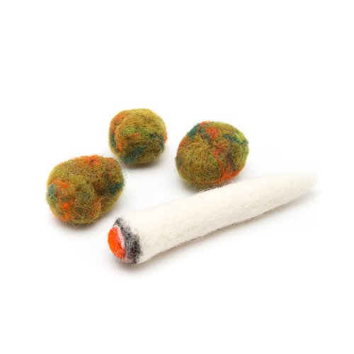 Glaciart One Catnip Joint & Buds Cat Toy Set | Cat Crack for Funny Cats, Stimulating Cat Toys for Boredom, Exercise & Play | Filled w/Organic Catnip to Excite/Calm Kitty | Organic Idea