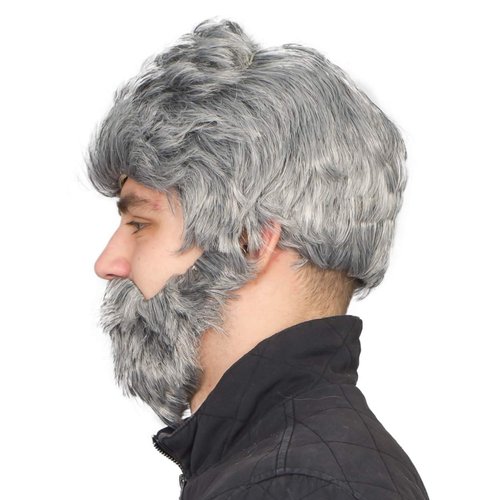 The Most Interesting Man In The World Grey Costume Wig & Beard Set