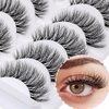 KSYOO 10 Pairs D Curl 8-15mm Cat Eye Lashes, Clear Band 3D Fluffy Wispy Faux Mink Lashes That Look Like Extensions,Semi-dramatic Russian Strip Eyelashes Pack-10 Pairs (Clear Band V1-10 Pair)