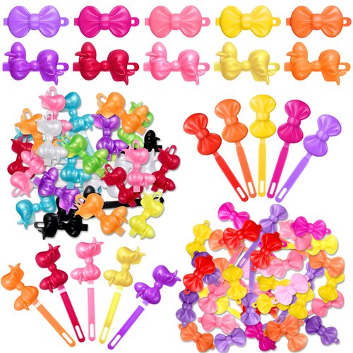 Janinka 72 Pieces Self Hinge Hair Barrettes: Plastic 80s 90s Cartoon Hairpins, Colorful Cute Barrettes for Toddlers (Multicolor)