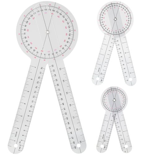 Goniometer Set 3 Pieces of 6/8/12 Inch Occupational Physical Therapy Protractor Tool Measurement ...