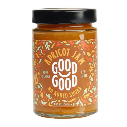 GOOD GOOD No Added Sugar Apricot Jam - Keto Friendly Jelly - Low Carb, Low-Calorie and Vegan - Diabetic Friendly - 12oz / 330g (Pack of 1)