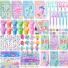 132 Pcs Mermaid Party Favors, Mermaid Birthday Party Favorsfor Kids with Mini Notebooks Pens Slap Bracelets Rings Hairpin Stampers Stickers Bags for Girls Mermaid Birthday Party Decorations Supplies