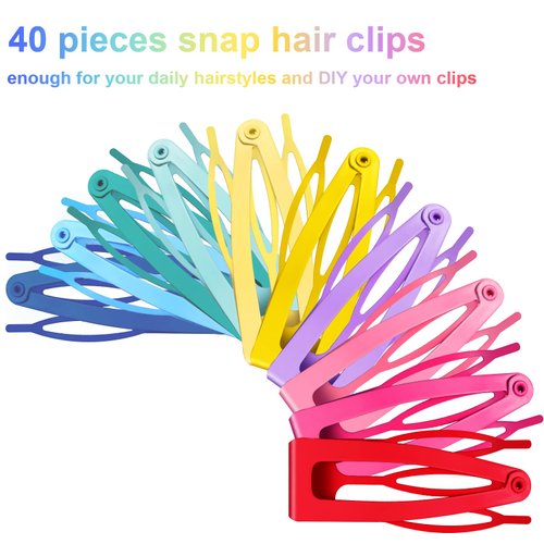 40 Pieces Snap Hair Clips Grip Hair Clips Metal Hair Barrettes for Women Snap Clips Double Hair Clip Pins Women Hair Accessories for Girls Hair Making Salon (Candy Color)