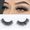 Miss Kiss 1 Pair Lashes 3D Mink Lash Natural Look Eye Lashes Soft Fluffy False Lash Cat Eye Fake Eyelashes Wispy Handmade Eyelash Strips Pack Can be Reusable 12MM