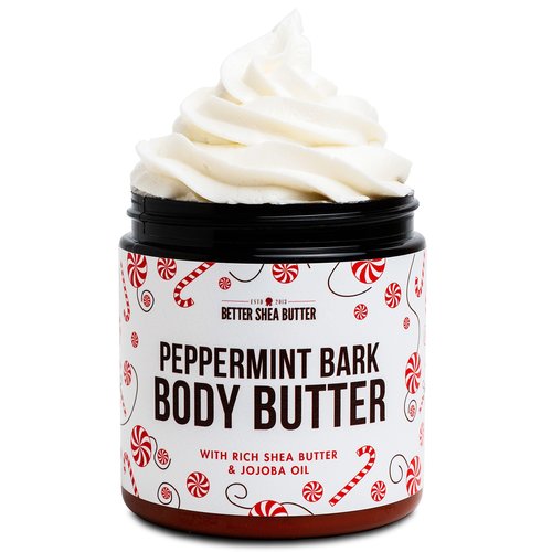 Peppermint Bark Whipped Body Butter | Limited Edition Christmas Lotion | Dry Skin Moisturizer with Shea Butter and Jojoba Oil | Natural Body Butter Holiday Edition