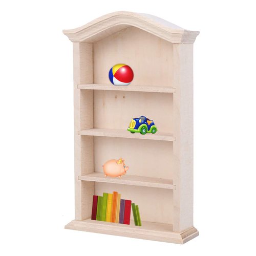 Natudeco 1/12 Scale Dollhouse Book Shelves Miniature Furniture Dollhouse Bookshelf Miniature Display Case DIY Miniature Dollhouse Accessories for Study Storage Room(Bookshelf)