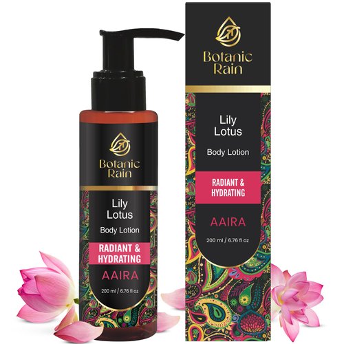 Botanic Rain Organic Body Lotion With Lily & Lotus - Body Lotion For Crepey Skin, Body Lotion For Women, Natural, Vegan and Ayurveda Products - 6.76 fl oz
