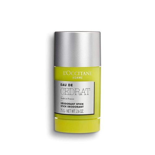 L'Occitane Men's Energizing Cedrat Solid Stick Deodorant, 2.6 oz: Prevent Odor, Woodsy Aroma, Soothing, Best in Grooming, Made in France