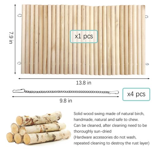 Hamiledyi Wooden Ladder Bridge Hamster Suspension Bridge Hamster Hammock Hamster Hanging Toy Small Animal Hammock Swing Small Animal Chew Toys Cage Accessories for Small Rabbit Chinchilla Guinea Pig