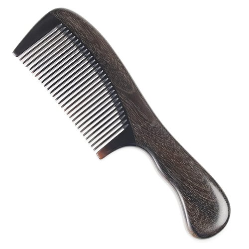 Onedor Handmade 100% Natural Chacate Preto Wood Anti-Static Sandalwood Scent Hair Detangler Comb (Fine Tooth)